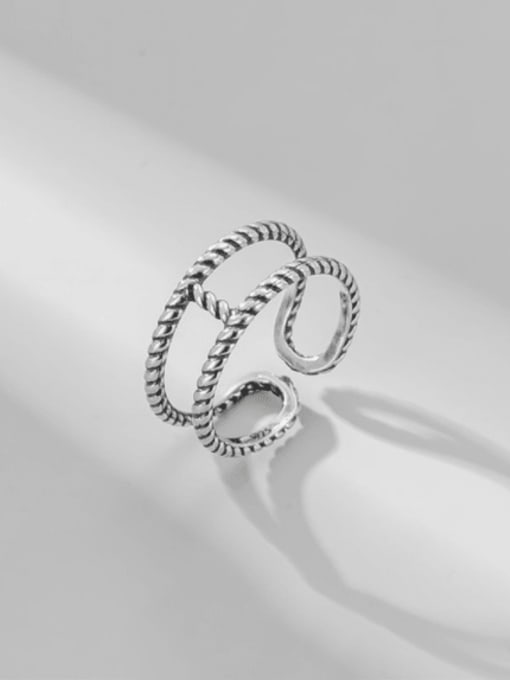 Double twist ring 925 Sterling Silver Irregular Vintage Stackable Double Twist Ring