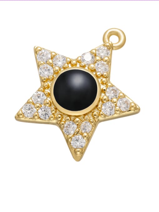 Black White Diamond Brass Diamond Gold Plated Five-pointed Star Pendant