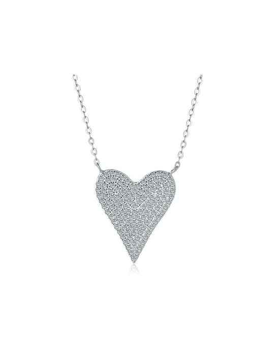 STL-Silver Jewelry 925 Sterling Silver Cubic Zirconia Heart Necklace