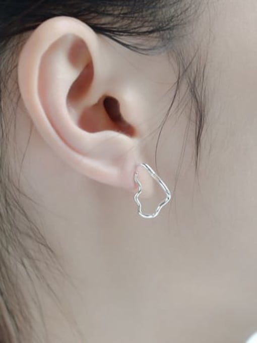 ARTTI 925 Sterling Silver Waves Line Irregular Minimalist Stud Earring 1