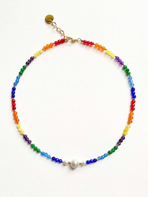 W.BEADS Tila Bead Multi Color Bohemia Freshwater Pearls Handmade Beading Necklace 0