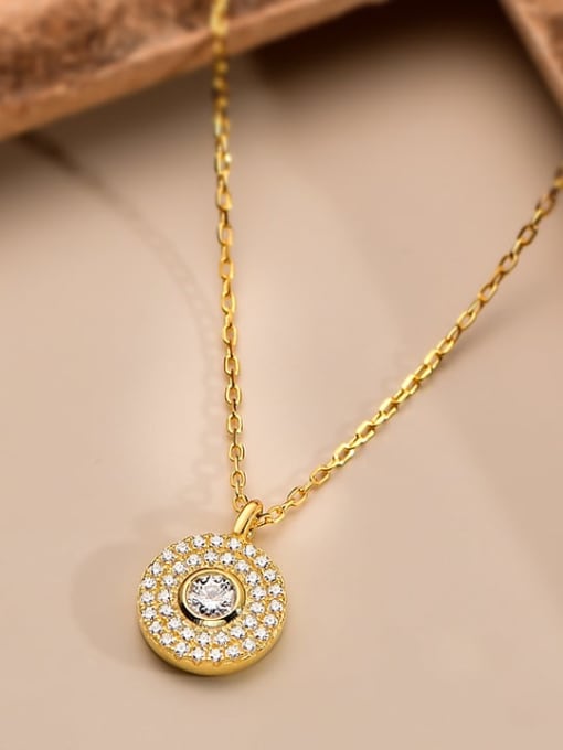 Golden 925 Sterling Silver Cubic Zirconia Geometric Dainty Necklace