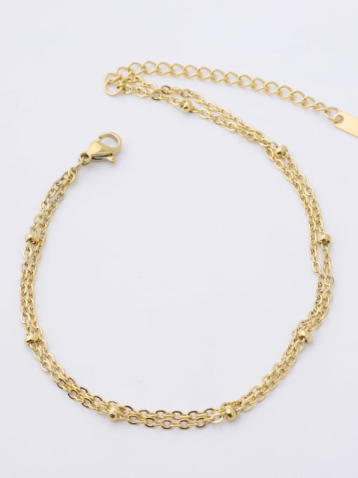 Gold 2mmlt049 Stainless steel Geometric Beaded chain anklets