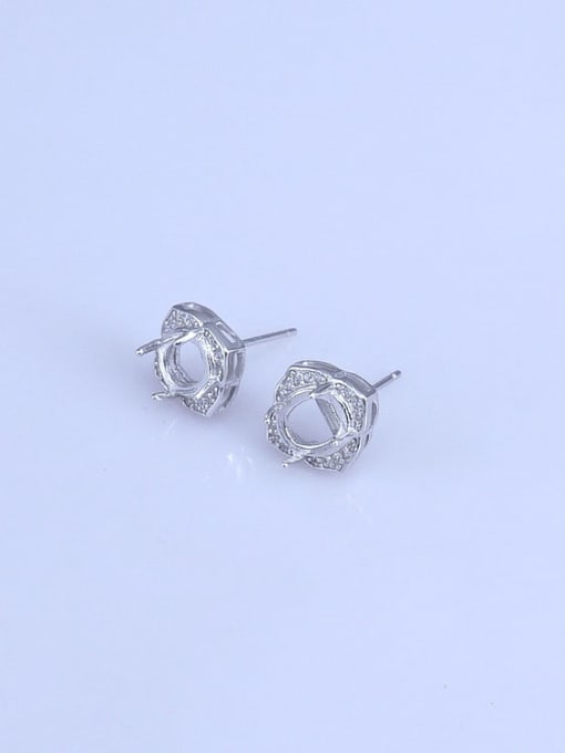 Supply 925 Sterling Silver 18K White Gold Plated Oval Earring Setting Stone size: 6*8mm 1