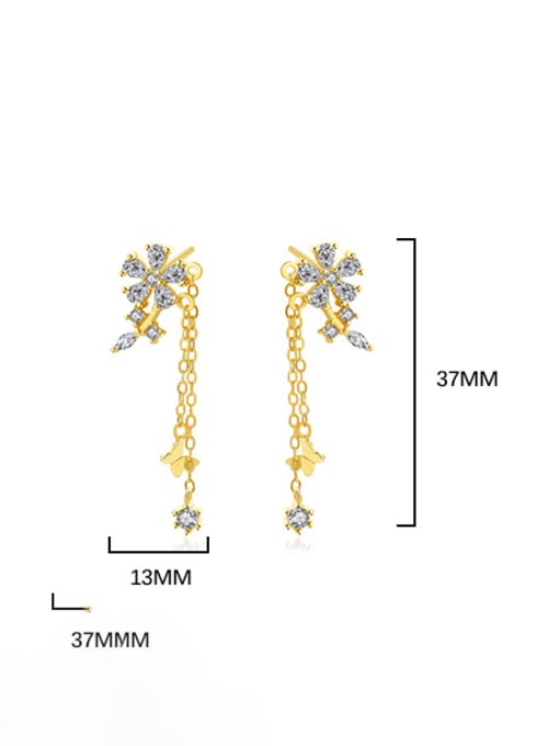 YUANFAN 925 Sterling Silver Cubic Zirconia Flower Trend Drop Earring 3