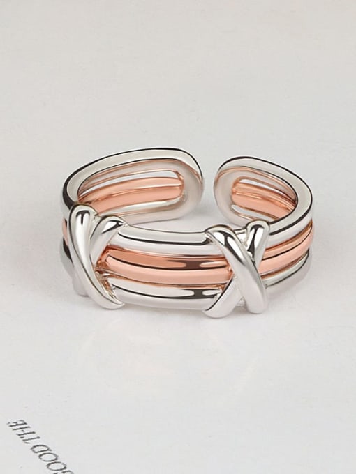 Rose gold two-piece, detachable 925 Sterling Silver Geometric Minimalist Stackable Ring