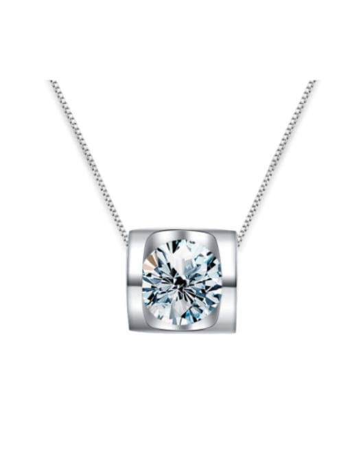 LOLUS 925 Sterling Silver Moissanite Square Dainty Necklace 0