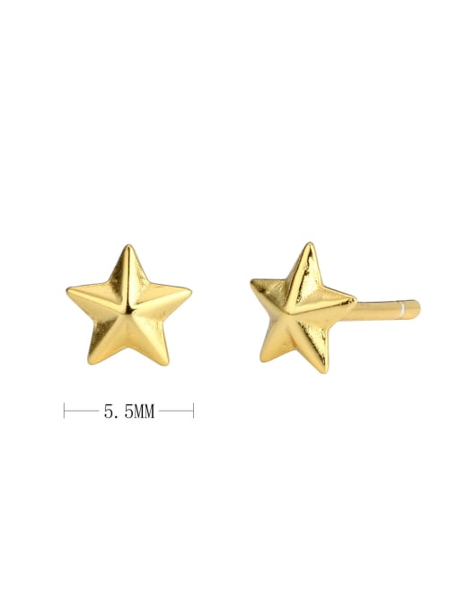 gold 925 Sterling Silver Pentagram Minimalist Stud Earring