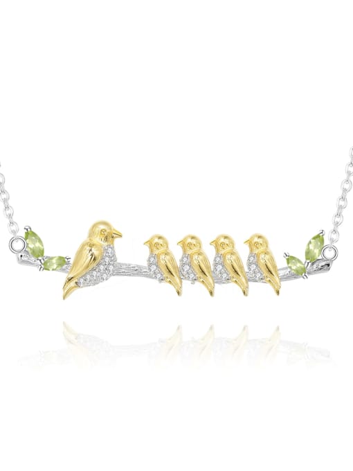 Olivine Necklace 4 925 Sterling Silver Natural Stone Bird Artisan Necklace
