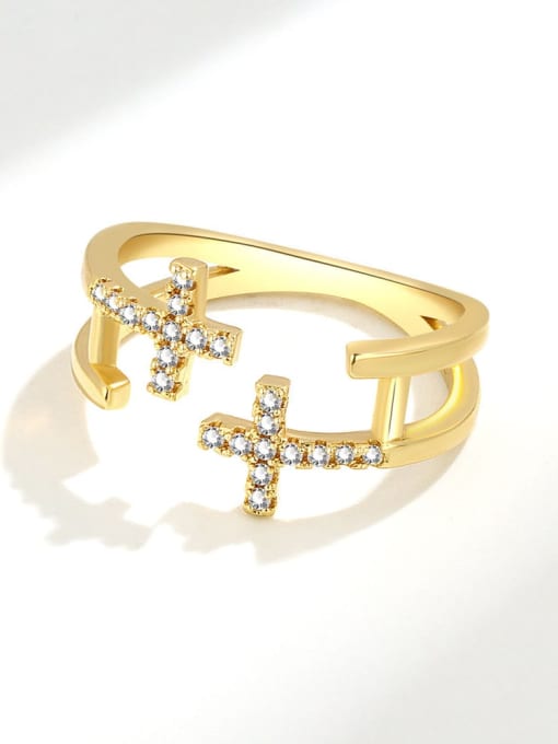 PNJ-Silver 925 Sterling Silver Cubic Zirconia Cross Minimalist Stackable Ring 2