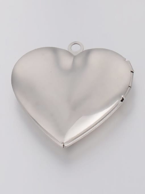 Steel color Stainless Steel Glossy Love Heart Open Photo Box Couple Pendant