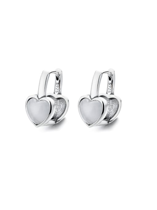 TAIS 925 Sterling Silver Shell Heart Minimalist Huggie Earring 0