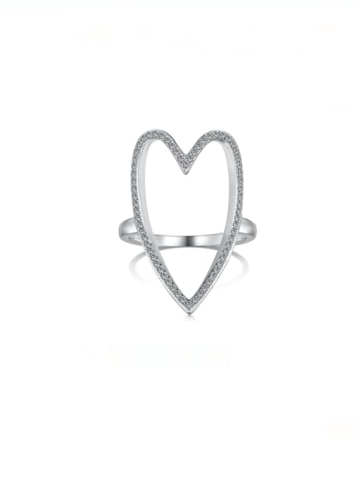 DY120894 S W WH 925 Sterling Silver Cubic Zirconia Heart Minimalist Band Ring