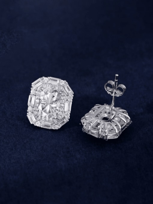 DY110120 S W WH 925 Sterling Silver Cubic Zirconia Geometric Luxury Stud Earring
