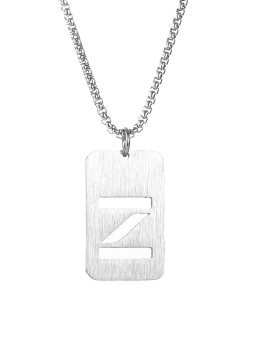 Letter Z Pearl Chain Titanium Steel Letter Minimalist Long Strand Necklace