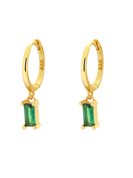 Gold colored E model 925 Sterling Silver Cubic Zirconia Geometric Minimalist Huggie Earring