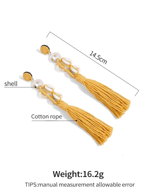 JMI Alloy Tassel Shell Cotton Rope Geometric Bohemia Hand-Woven  Drop Earring 1