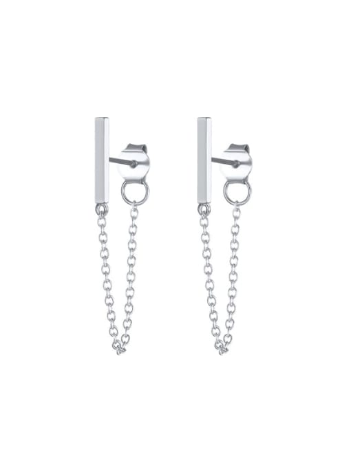 Platinum 925 Sterling Silver Tassel Minimalist Threader Earring