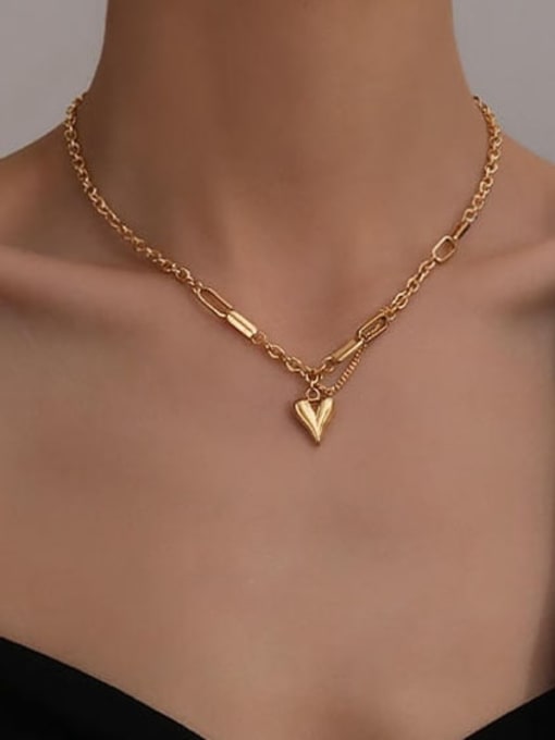 Love Chain Gold Necklace Titanium Steel Heart Vintage Asymmetrical Chain Necklace