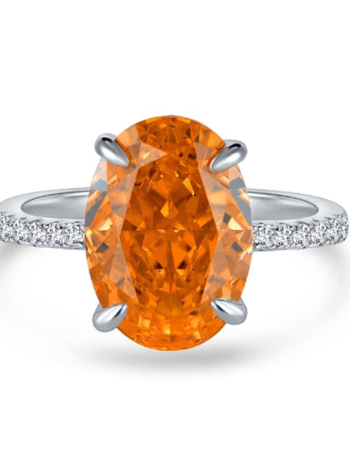 Discolored rose orange 925 Sterling Silver High Carbon Diamond Geometric Luxury Ring