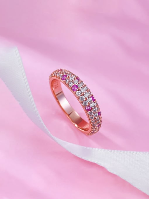 R947 Pink Diamond Ring 925 Sterling Silver Cubic Zirconia Geometric Dainty Cocktail Ring
