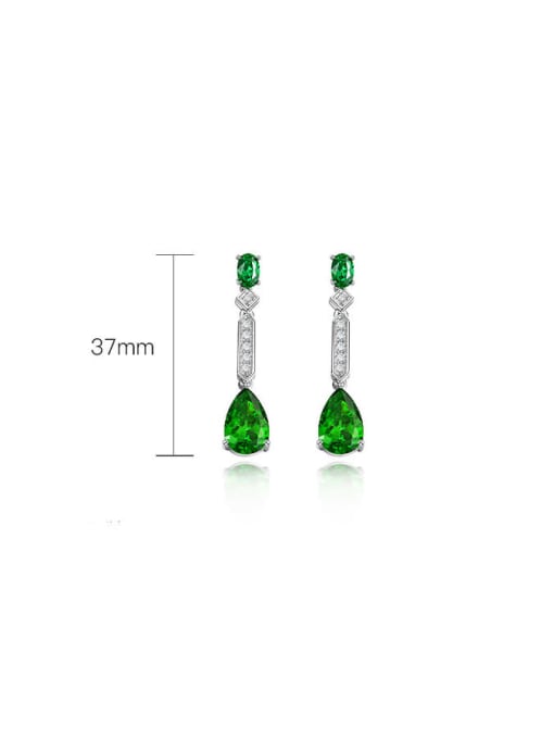 A&T Jewelry 925 Sterling Silver High Carbon Diamond Green Water Drop Luxury Drop Earring 2