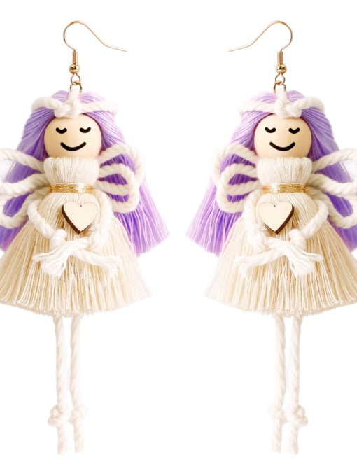Light purple e68852 Zinc Alloy Weave Doll Bohemia Hook Earring