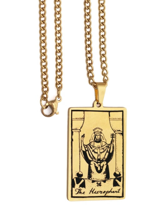 M&J The Hierophant's Tarot hip hop stainless steel titanium steel necklace 2