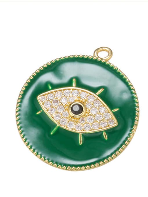 green Brass Micropaved Eye Oil Pendant