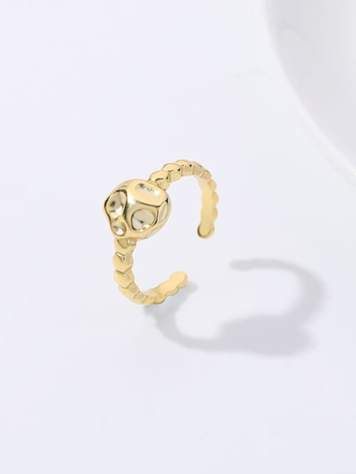 K857 Golden 925 Sterling Silver Geometric Minimalist Band Ring