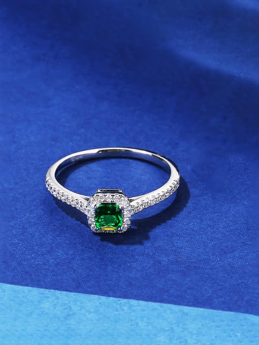Small greenDiamond Ring 925 Sterling Silver Cubic Zirconia Geometric Luxury Band Ring