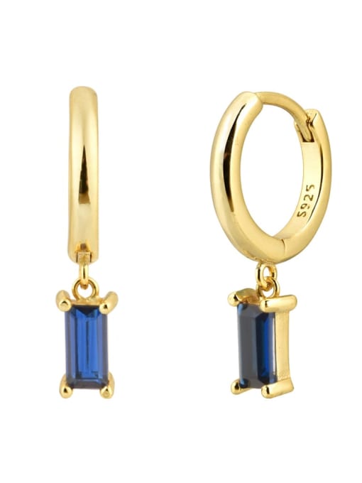 Gold Blue 925 Sterling Silver Geometric Hoop Earring