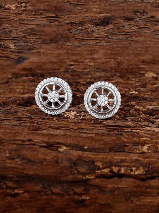A&T Jewelry 925 Sterling Silver Cubic Zirconia Geometric Minimalist Cluster Earring 3