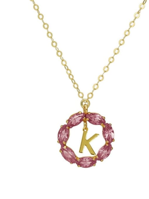 Gold K 925 Sterling Silver Cubic Zirconia Geometric Minimalist Necklace