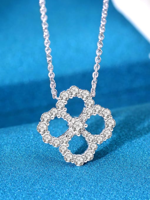 A&T Jewelry 925 Sterling Silver Cubic Zirconia Flower Luxury Necklace 0