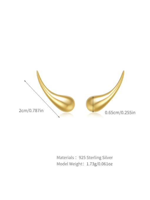 YUANFAN 925 Sterling Silver Water Drop Minimalist Stud Earring 2