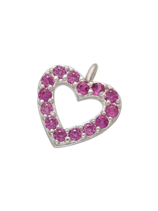 platinum red diamond heart Brass Cubic Zirconia Micro Inlay Heart Star Pendant