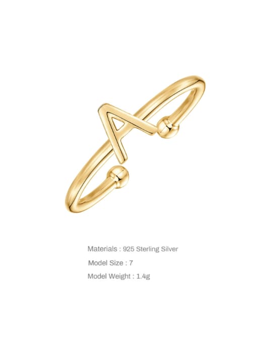 YUANFAN 925 Sterling Silver Letter Minimalist Band Ring 2