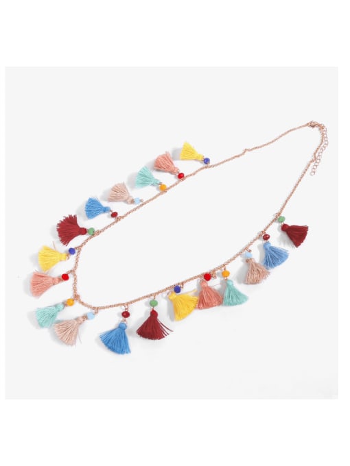JMI Alloy Cotton Rope  Bohemia Hand-Woven  Tassel Necklace 1