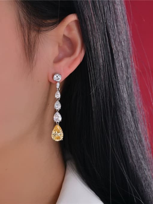 A&T Jewelry 925 Sterling Silver High Carbon Diamond Yellow Water Drop Dainty Drop Earring 1