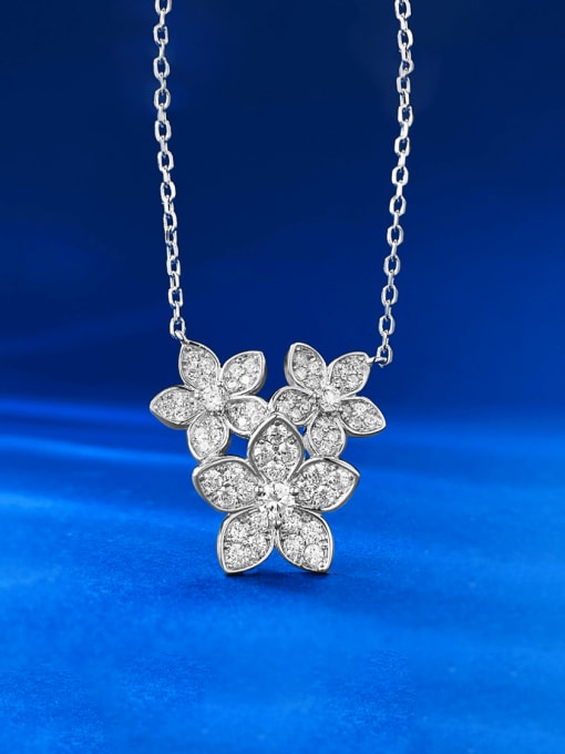 M&J 925 Sterling Silver Cubic Zirconia Cross Flower Luxury Necklace 1