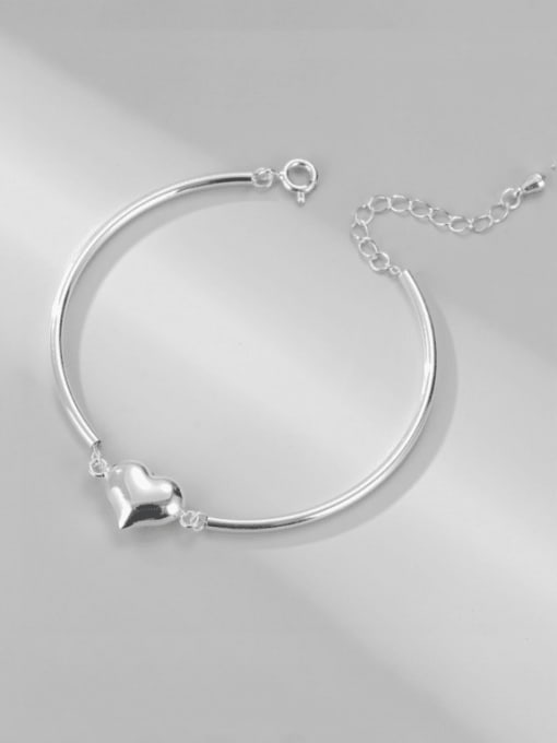 Smooth love bracelet 925 Sterling Silver Heart Minimalist Adjustable Bracelet