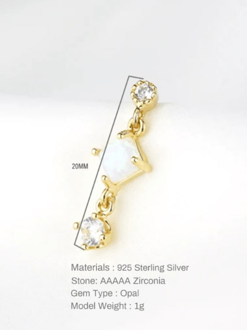 YUANFAN 925 Sterling Silver Opal Moon Cute Single Earring(Single-Only One) 1