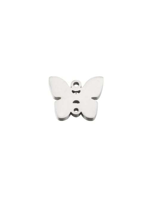 Steel color Stainless steel flat cut creative single hole butterfly pendant