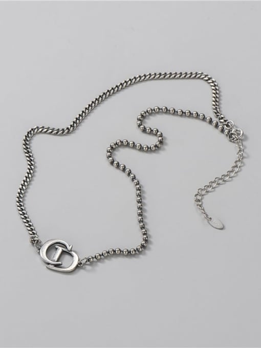 Necklace (9G) 925 Sterling Silver  Minimalist Letter Braclete and Necklace Set