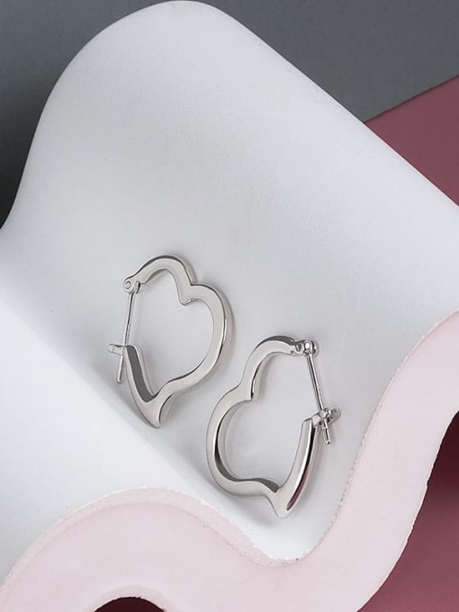 Platinum 925 Sterling Silver Heart Minimalist Earring
