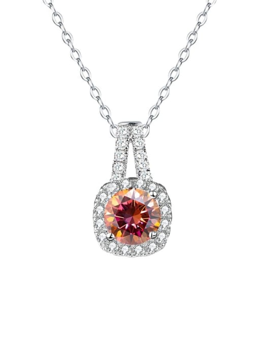 1.0 Ct  (Rose) 925 Sterling Silver Moissanite Geometric Dainty Necklace