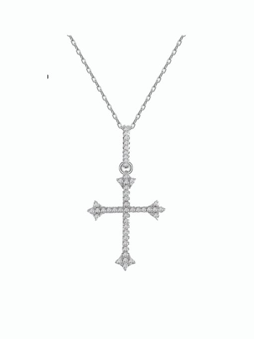 A&T Jewelry 925 Sterling Silver Cubic Zirconia Cross Minimalist Regligious Necklace 0