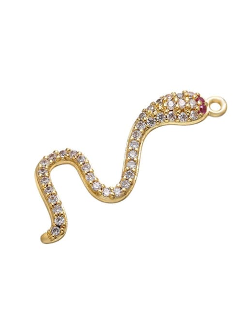 Golden Red Diamond Brass Micropaved Snake Pendant