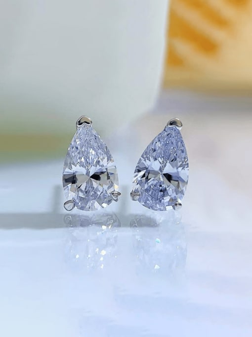 M&J 925 Sterling Silver High Carbon Diamond Water Drop Dainty Stud Earring 1